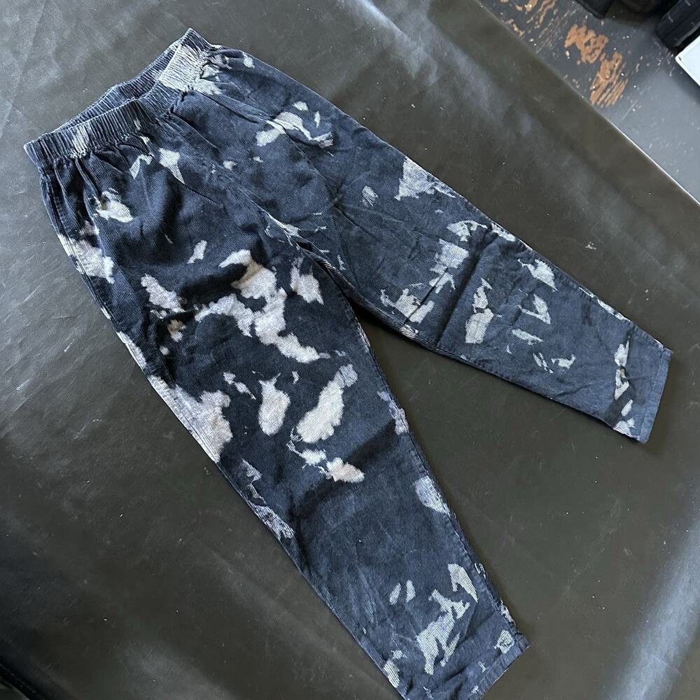 Hand Dyed Pants, Womens 26" Waist, Vintage Corduroy Pleated Pants, Black White